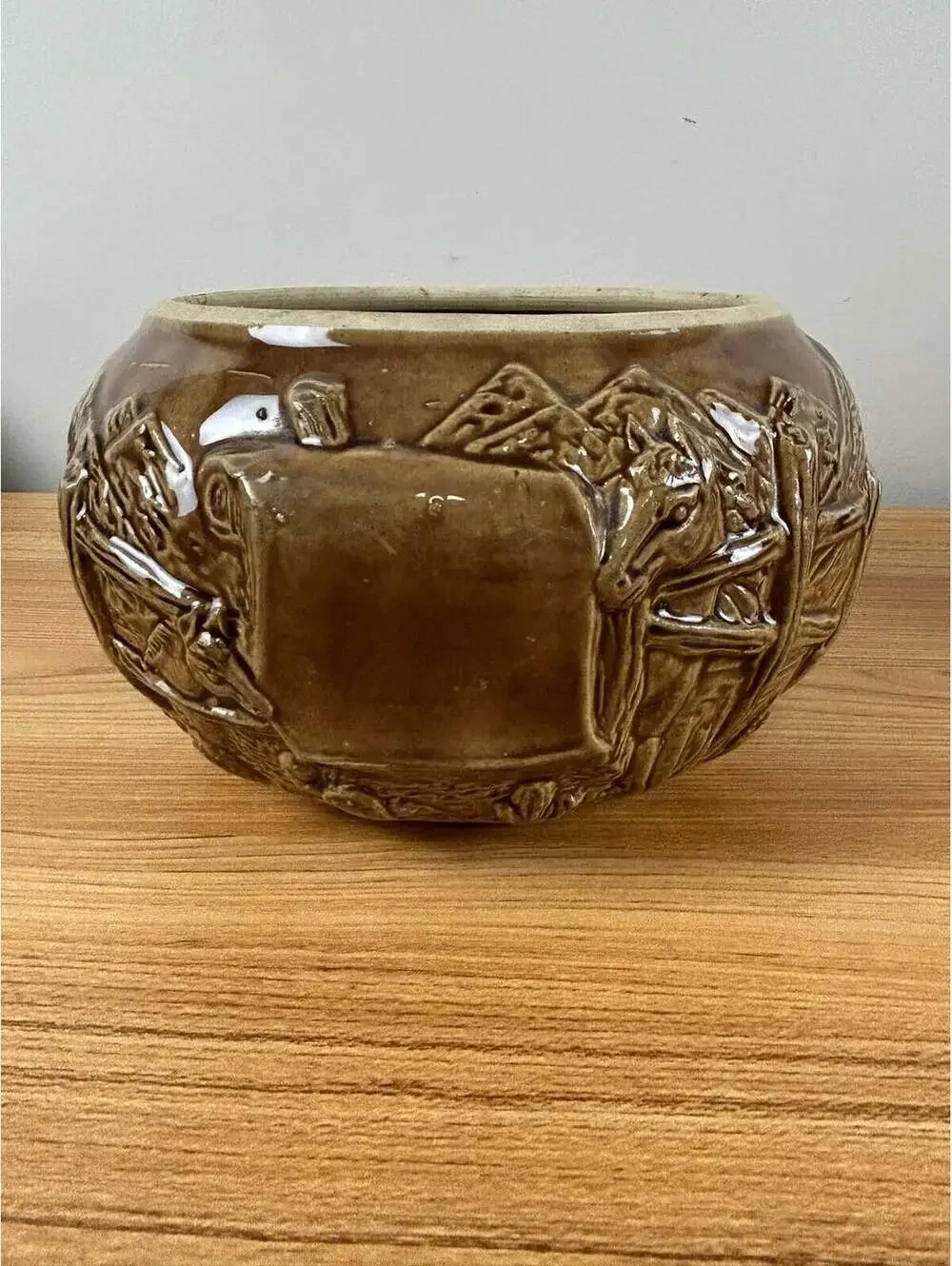 Hopalong Cassidy Art Pottery Cowboy Brown Cookie Corral Jar